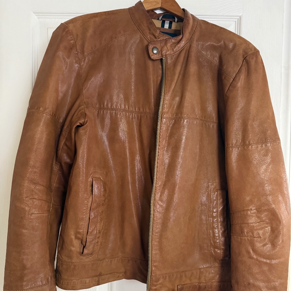 Cole Haan Goatskin Men’s Tan Leather Jacket